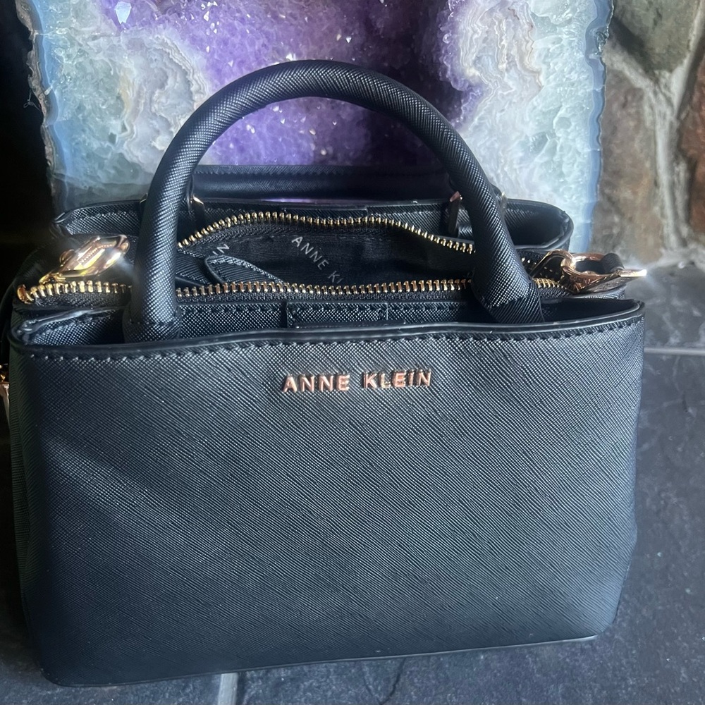 Anne Klein Black Satchel with Gold Accents - Picture 8 of 8